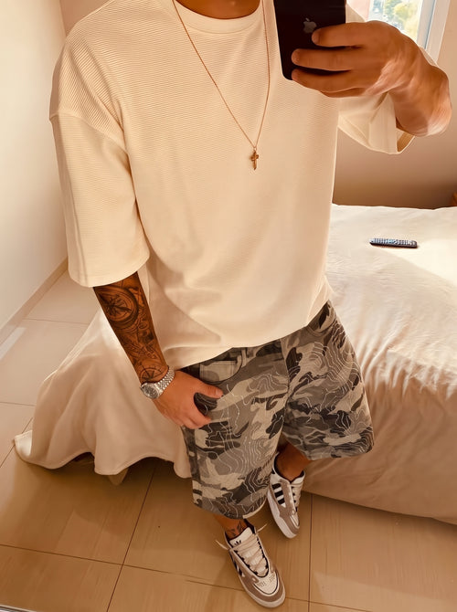 R-03 Bermuda Baggy Strass Camo Marrón