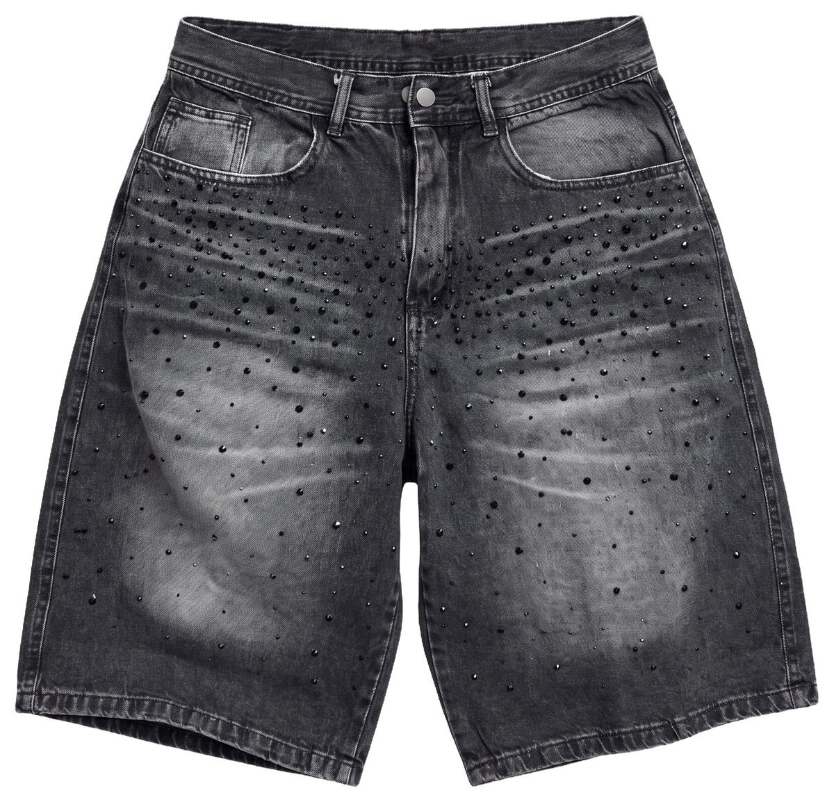 R-02 Bermuda Baggy Gris Strass Negro